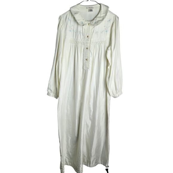 Vintage Barbizon Embroidered Long Nightgown cream, sz S Prairie, cottagecore - Picture 1 of 8